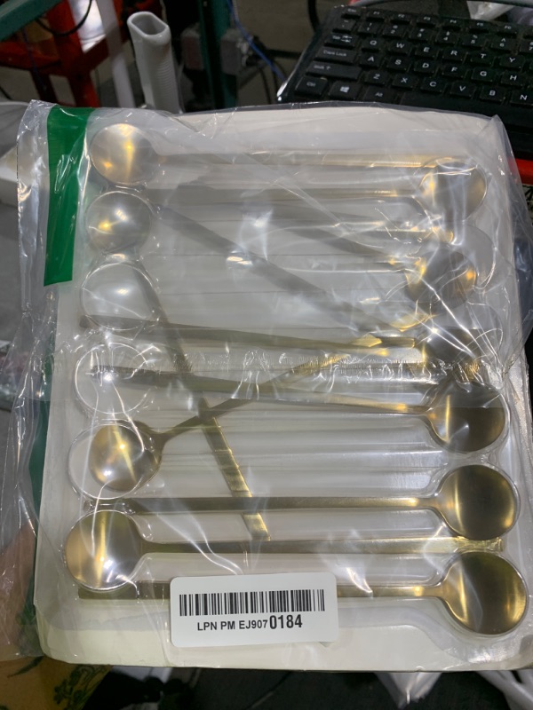 Photo 1 of 12 Pcs Coffee Spoons Set, 6.7" Gold Tea Spoons Long Handle, Gold Small Teaspoons, Stainless Steel Espresso Spoon, Long Spoon for Stirring, Coffee Bar Accessories