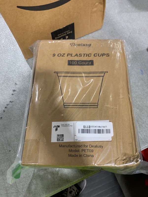 Photo 1 of Dealusy 100 Pack 9 oz Clear Plastic Cups, Sturdy & Food Safe Disposable Plastic Cups for Wine Cocktail Punch