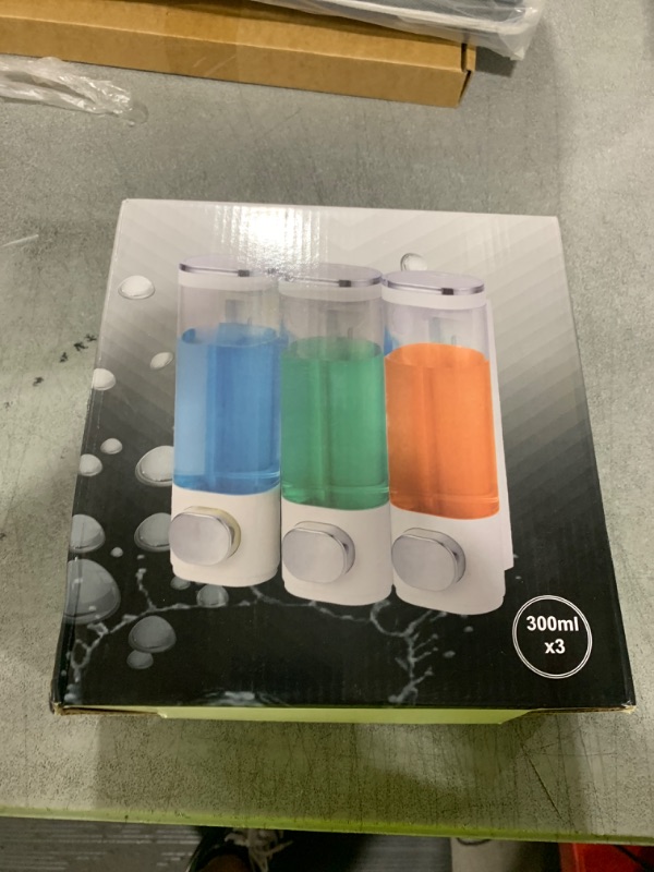 Photo 1 of Pollock Shower Dispenser 3 Chamber No Drill Shampoo and Conditioner Dispenser for Bathroom, Large Capacity, Silver