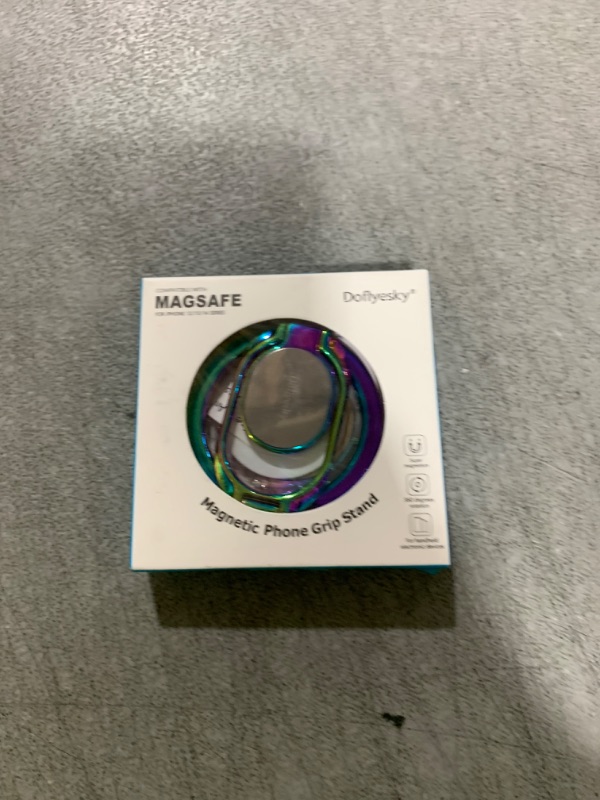 Photo 1 of Doflyesky Magnetic Phone Ring Holder with Magsafe, Double Adjustable Gym Finger Ring Grip, Removable Phone Grip, for iPhone, iPad and Smartphones, Compatible with Magnetic Car Mount (Colorful)