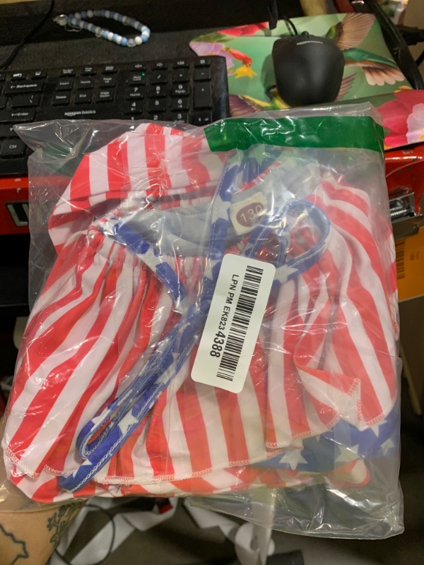 Photo 1 of HINTINA Toddler Little Girls 4th Fourth of July One Piece Swimsuits Swimming Suit American Flag Off Shoulder Swimwear Beach Bathing Suit 4-5T
