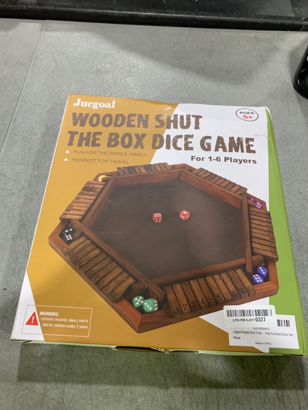 Photo 1 of Juegoal Wooden Shut The Box Dice Game for 1-6 Players, Upgrade Tabletop Board Game with 12 Dice for Kids Adults Families, Classics Travel Portable Classroom Home Party Pub Board Game Sets