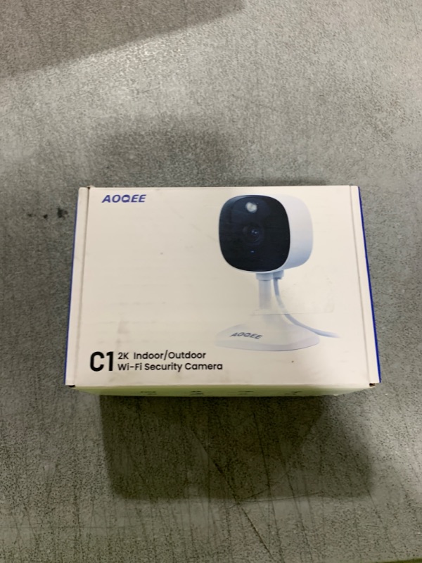 Photo 1 of AOQEE 2K Security Camera Outdoor-2.4Ghz WiFi Indoor Camera with Phone App for Baby/Pet/Dog Monitoring, Color Night Vision with Motion Alert, 24/7 SD Recordings, Works with Alexa/Google Home, C1-White