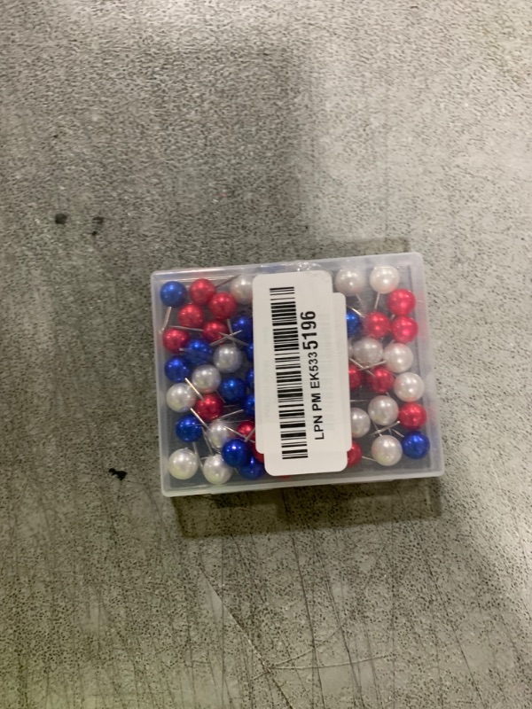 Photo 1 of 60 Pcs Push Pins, Thumb Tacks for Decorative Wall, Pearl White Blue Red Thumbtacks for Bulletin Board Corkboard Map Calendar Photo Home Office