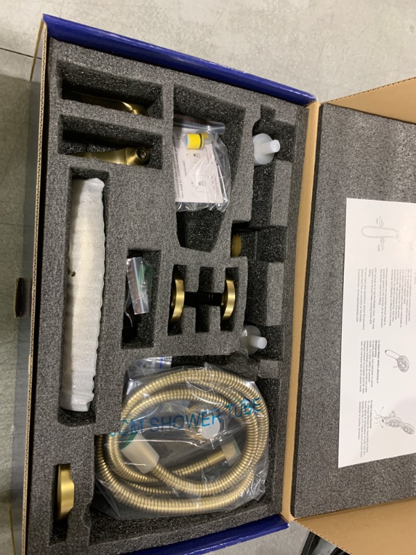 Photo 1 of 2 Handle Shower Faucet Shower System Complete 2 in 1 Shower Combo Set with Handheld Showerhead Shower Trim Kit Two Handle Shower Fixtures Brushed Gold
