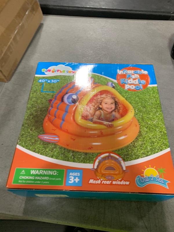 Photo 1 of FUN LITTLE TOYS Inflatable Baby Pool with Shade, Kids Blow Up Pool with Canopy, Kiddie Pool for Indoor Outdoor Summer Swimming Floats for Toddler 3-48 Months