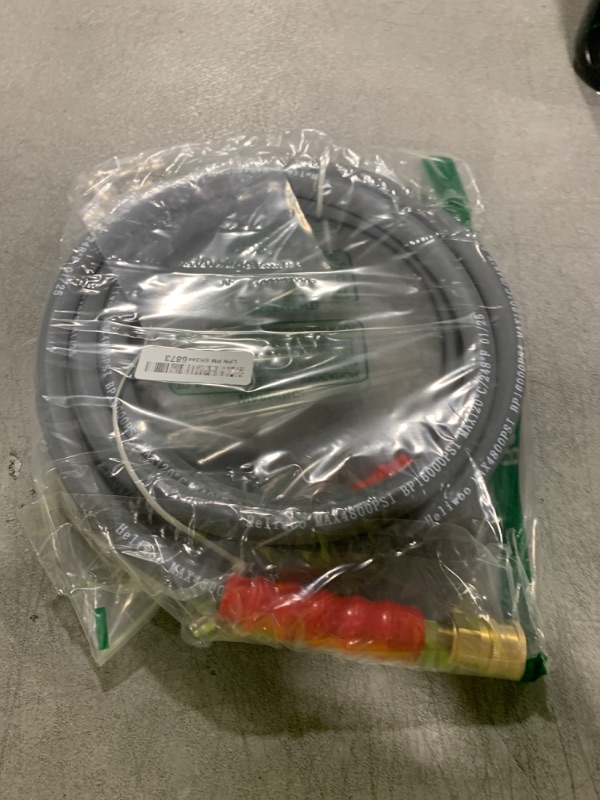 Photo 1 of Heliwoo Pressure Washer Whip Hose 10FT, 3/8'' Hose Reel Connector for Power Washer, 248°F Hot Water Jumper with 3/8'' Quick Connect Adapter Set, Steel-Braided-4800 PSI