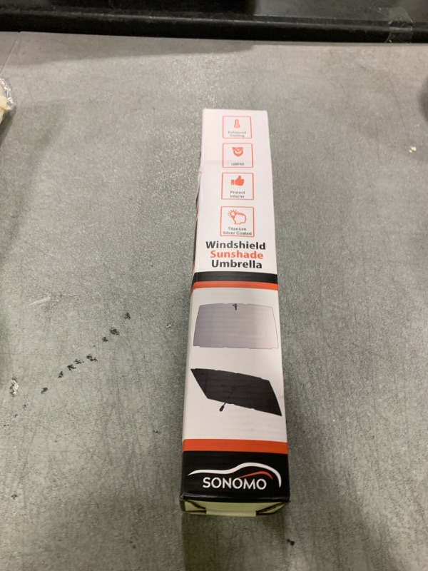 Photo 1 of SONOMO Car Windshield Sun Shade Umbrella, UV Protection & Heat Insulation, 210T Foldable Sun Shield for Cars, Trucks, SUVs – 57"x33" Front Window Cover