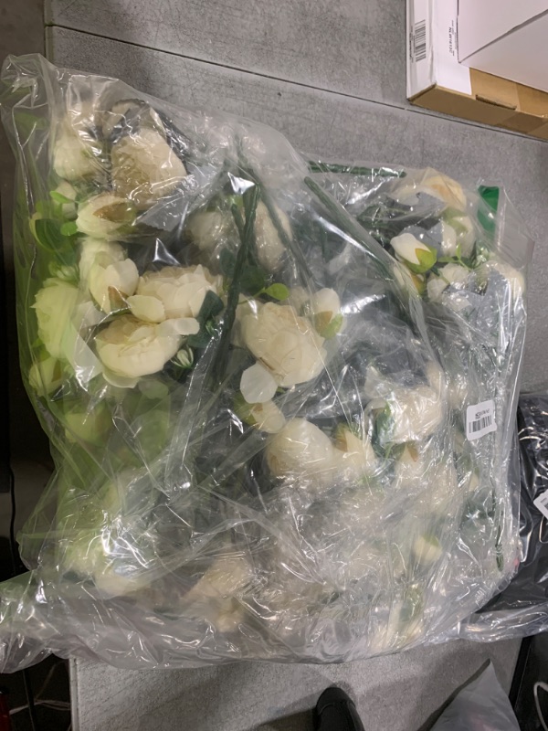 Photo 1 of Yunlly 16 Packs Artificial Peony Flowers Faux Peonies Bouquet Silk Vintage Wedding Home Table Door Decor Reusable Bouquet Rose Flowers for Bridal Wedding Birthday Home(White,Peony)