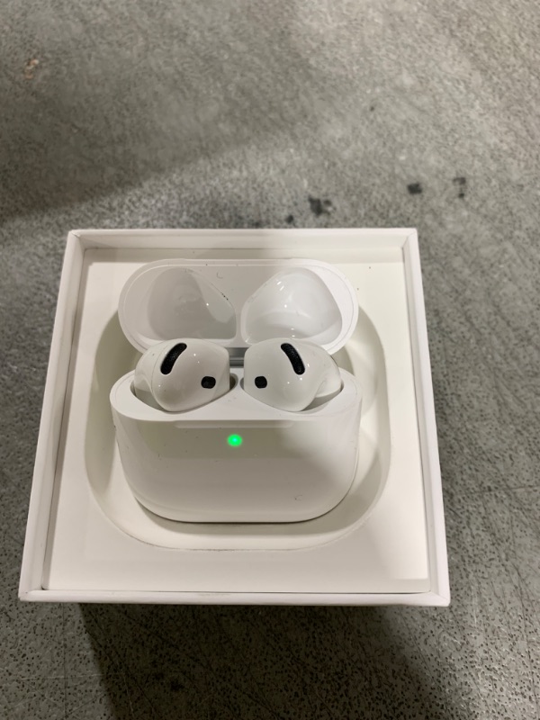 Photo 1 of Apple AirPods 4 Wireless Earbuds, Bluetooth Headphones, Personalized Spatial Audio, Sweat and Water Resistant, USB-C Charging Case, H2 Chip, Up to 30 Hours of Battery Life, Effortless Setup for iPhone