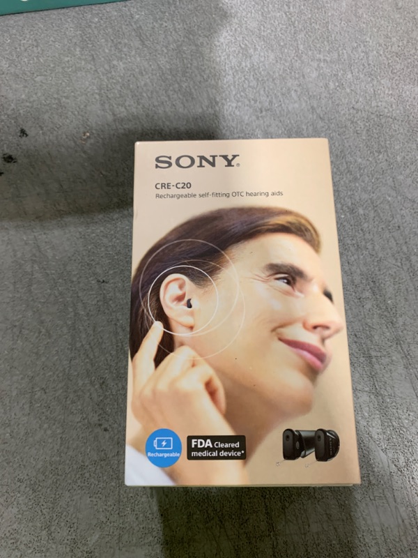 Photo 1 of Sony CRE-C20 Self-Fitting OTC Hearing Aids for Mild to Moderate Hearing Loss, Prescription-Grade Sound Quality, Compact Virtually Invisible Design, Customizable App, and Rechargeable Battery