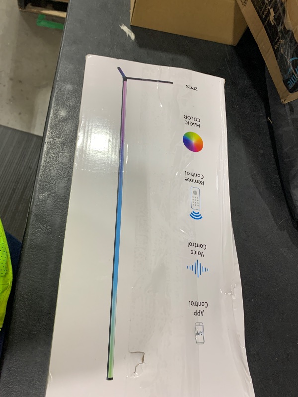 Photo 1 of WISIMMALL 2PCS RGB Corner Floor Lamp, 64.5" RGB Color Changing Mood Light Bluetooth APP and Remote Control Music Sync LED 398 Dimmable Modes Modern Floor Lamp for Living Room, Light Timing