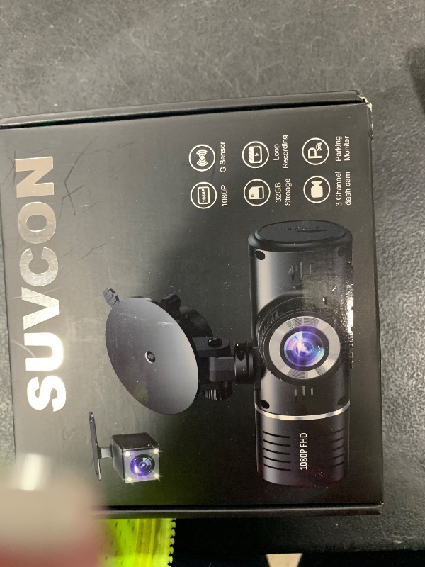 Photo 1 of Dash Cam Front and Rear, 1080P Dash Camera for Cars, 3 Channel Car Camera Front Rear and Inside with 32GB Card, Loop Recording, Night Vision, HDR, G-Sensor, 24Hr Parking