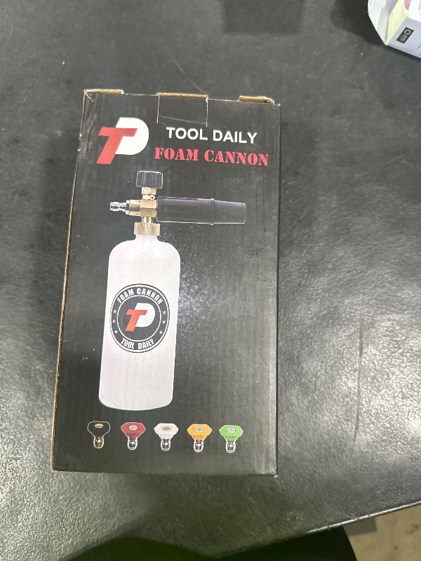 Photo 1 of Tool Daily Foam Cannon with 1/4 Inch Quick Connector, 1 Liter, 5 Pressure Washer Nozzle Tips