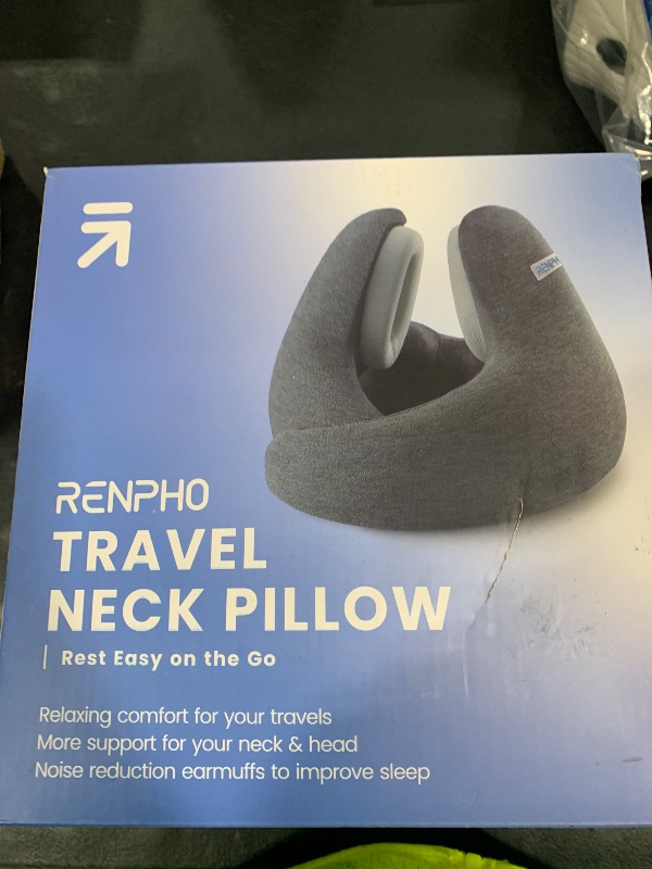 Photo 1 of RENPHO Neck Pillow Airplane for 360°Neck Support, Travel Pillow with Noise Reducing, Premium Memory Foam Travel Pillows for Airplanes, for him her