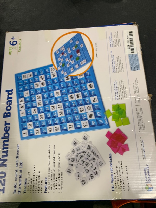 Photo 1 of Learning Resources 120 Number Board -181 Pieces, Ages 6+ Learning Math Games for Kids, Educational and Fun Games for Kids