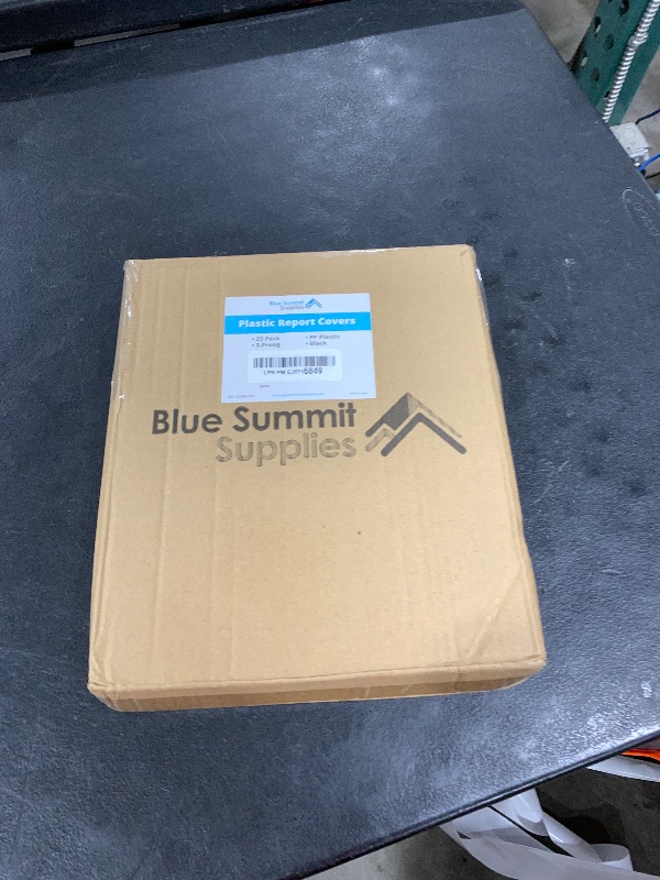 Photo 1 of Blue Summit Supplies 25 Black Plastic Report Covers with Prongs, Black 3 Prong Clear Front Report Cover for Presentation, Document, and School Use, 0.42mm PP Plastic, Bulk 25 Pack