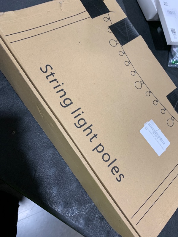 Photo 1 of 10Ft String Light Poles 4 Pack,Light Poles for Outside Lights,Outdoor with Fence Brackets Hanging Lights,Metal Stand Deck Patio Backyard