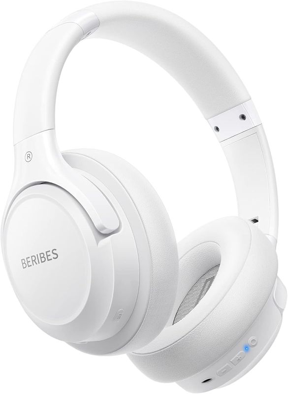 Photo 1 of BERIBES Bluetooth Headphones Over Ear, 65H Playtime and 6 EQ Music Modes Wireless Headphones with Mic, HiFi Stereo Foldable Lightweight Headset, Deep Bass for Home Office Cellphone PC Etc.(White)