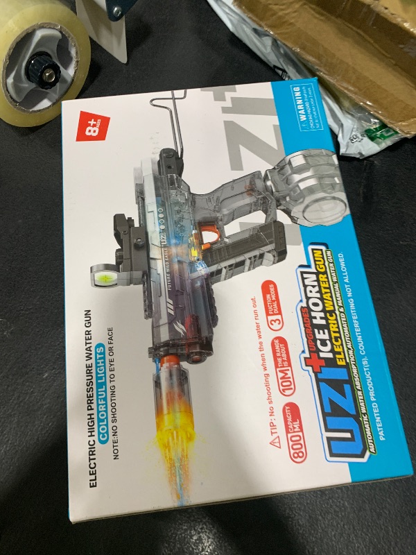 Photo 1 of Electric Water Gun, Automatic Water Guns with Muzzle Flash, with Water Absorption, 800CC Large Capacity High Pressure Squirt Gun, Range up to 28-32 FT, Summer Outdoor Toy for Adults and Kids