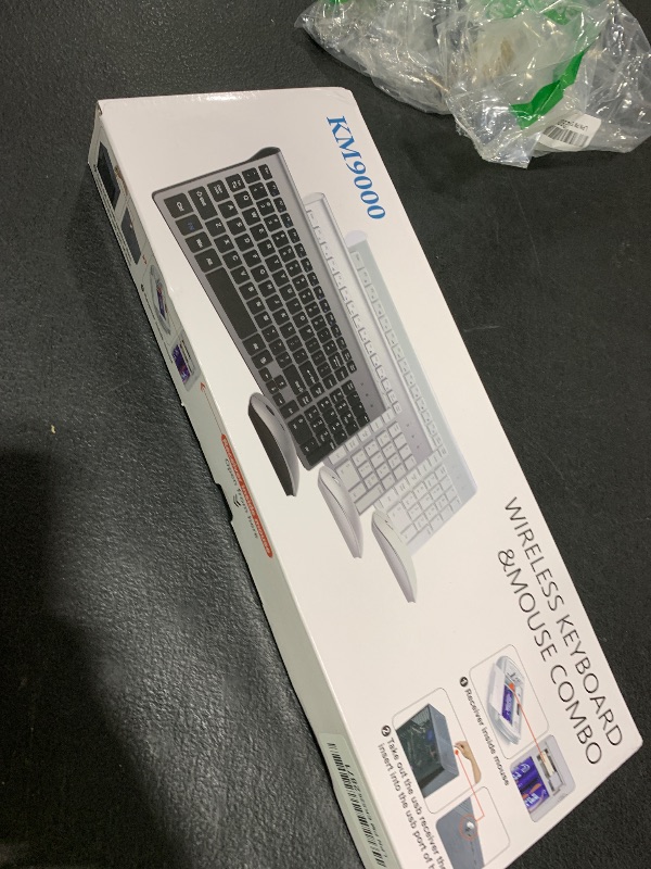 Photo 1 of Wireless Keyboard and Mouse Ultra Slim Combo, TopMate 2.4G Silent Compact USB 2400DPI Mouse and Scissor Switch Keyboard Set with Cover, 2 AA and 2 AAA Batteries, for PC/Laptop/Windows/Mac - White