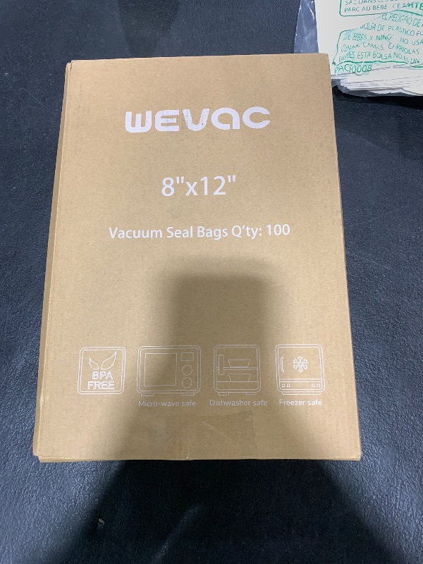 Photo 1 of Wevac Vacuum Sealer Bags 100 Quart 8x12 Inch for Food Saver, Seal a Meal, Weston. Commercial Grade, BPA Free, Heavy Duty, Great for vac storage, Meal Prep or Sous Vide