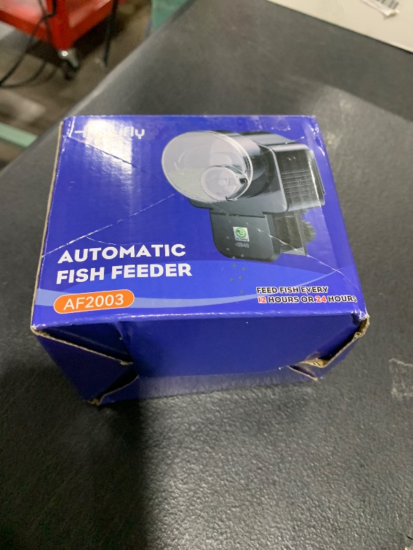Photo 1 of Pawfly Automatic Fish Feeder for Aquarium - 60 ml Adjustable Food Dispenser With Auto Timer for Pellets, Granules & Strips - Holiday Timer, Battery Operated (Not Included)