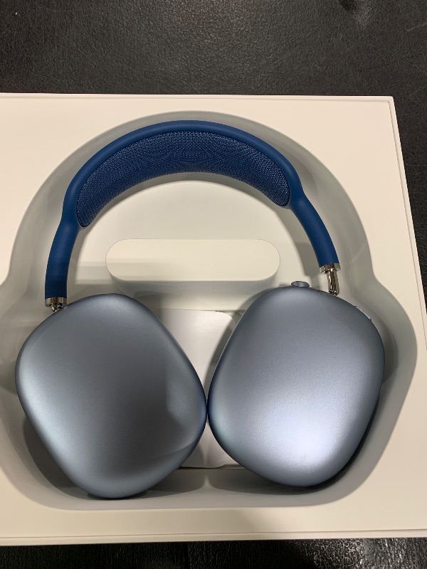 Photo 1 of Apple AirPods Max Wireless Over-Ear Headphones, Active Noise Cancelling, Transparency Mode, Personalized Spatial Audio, Dolby Atmos, Bluetooth Headphones for iPhone – Sky Blue