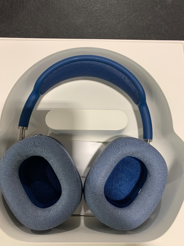 Photo 1 of Apple AirPods Max Wireless Over-Ear Headphones, Active Noise Cancelling, Transparency Mode, Personalized Spatial Audio, Dolby Atmos, Bluetooth Headphones for iPhone – Sky Blue