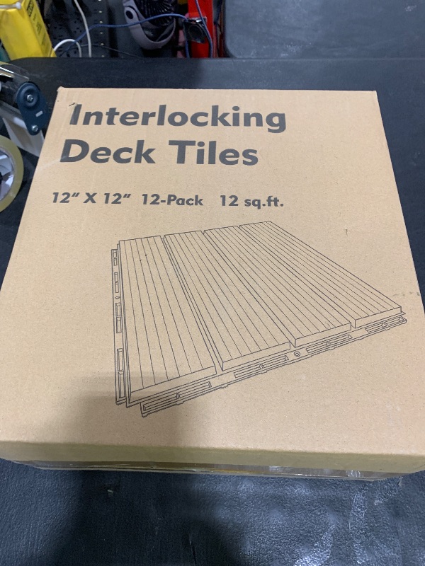 Photo 1 of Interlocking Deck Tiles, 12 PCS 12” x 12” Patio Tiles Waterproof Plastic Outdoor Flooring Covering All Weather for Walkway Front Porch Poolside Balcony Backyard, Gray