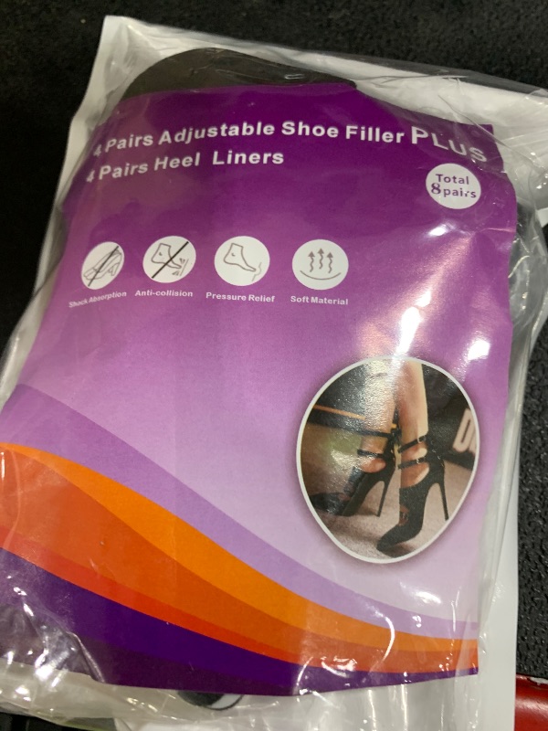 Photo 1 of 4 Pairs Adjustable Shoe Filler and 4 Pairs Heel Grip Liner Insert, Reusable Toe Plug Foot Brace Pads for Men and Women Pumps Flats Sneakers