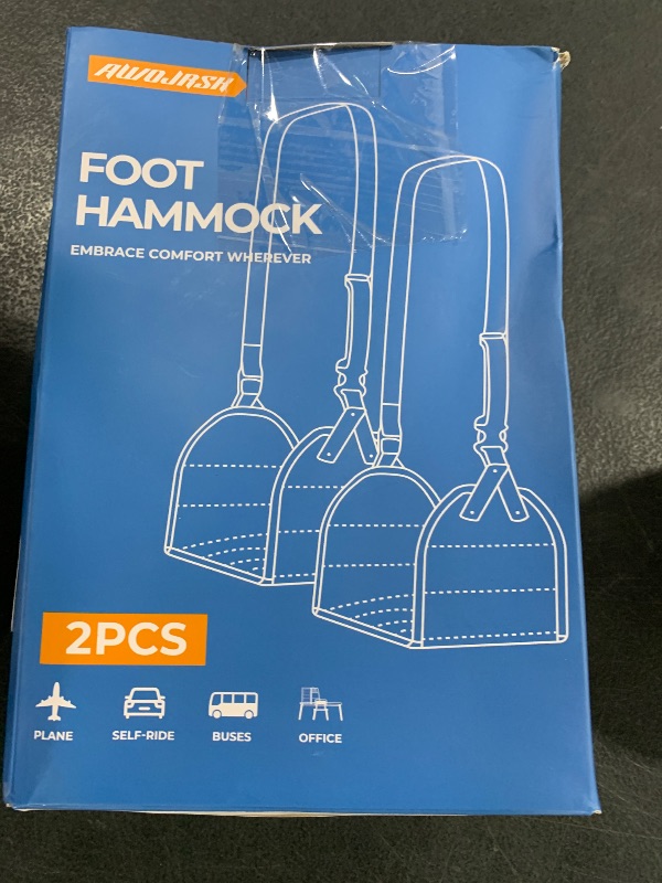 Photo 1 of 2-Pack Airplane Foot Hammock, Portable Leg Rest with Removable Cushion for Women and Men, Ergonomic Support for Travel, Car & Home