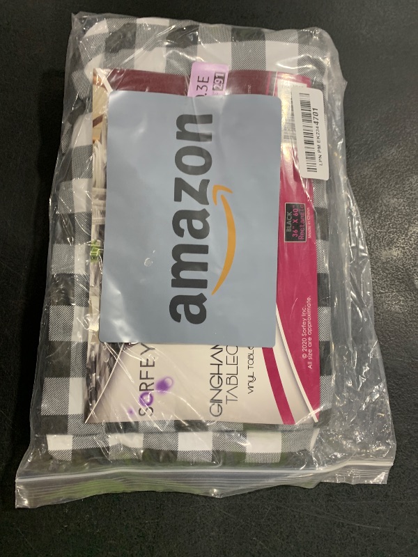 Photo 1 of Sorfey Kitchen Tablecloth -Fitted with Elastic, Vinyl with Flannel Back, Fits for Table 36" w x 60" L Rectangle,Water Proof, Easy to Clean, Checked Black Design