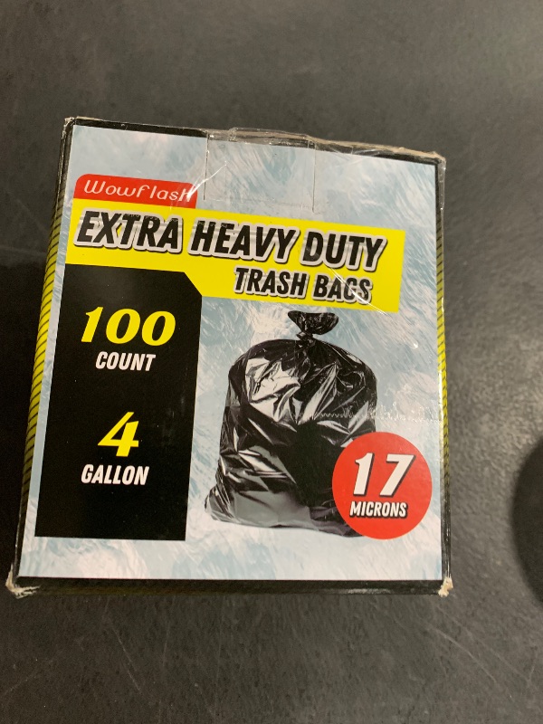 Photo 1 of 100 Count 17 Micron Extra Heavy Duty 4 Gallon Trash Bags, Sturdy & Tear-Resistant Small Trash Bags for Bathroom & Kitchen