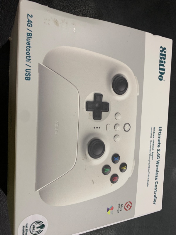 Photo 1 of 8Bitdo Ultimate 2.4G Wireless Controller, Hall Effect Joystick Update, Gaming Controller with Charging Dock for PC, Android, Steam Deck & Apple (White)