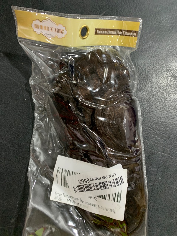 Photo 1 of Ornate Hair Extensions Brown Real Human Hair Darkest Brown 100g Invisible Removable 8 Pieces Per Set 14 Inches Clip in Extensions Human Hair (4# clip in human hair, 14 inches-100g)