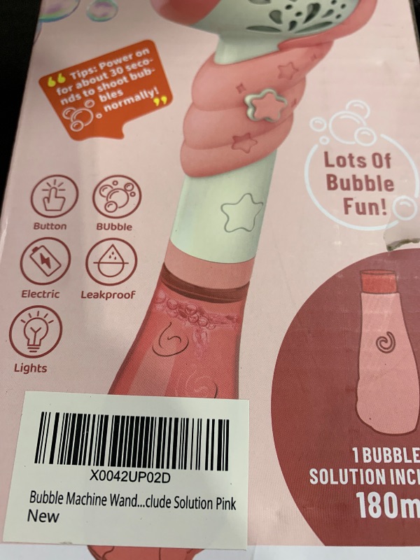 Photo 1 of Bubble Machine Wand Gifts for Kids Toddlers Age 1 2 3 4 5 6 7 8 Years Old Birthday Party Unique Cute Baby Outdoor Outside Unicorn Summer Toy Easter Day Game for Little Girl Boy Include Solution Pink