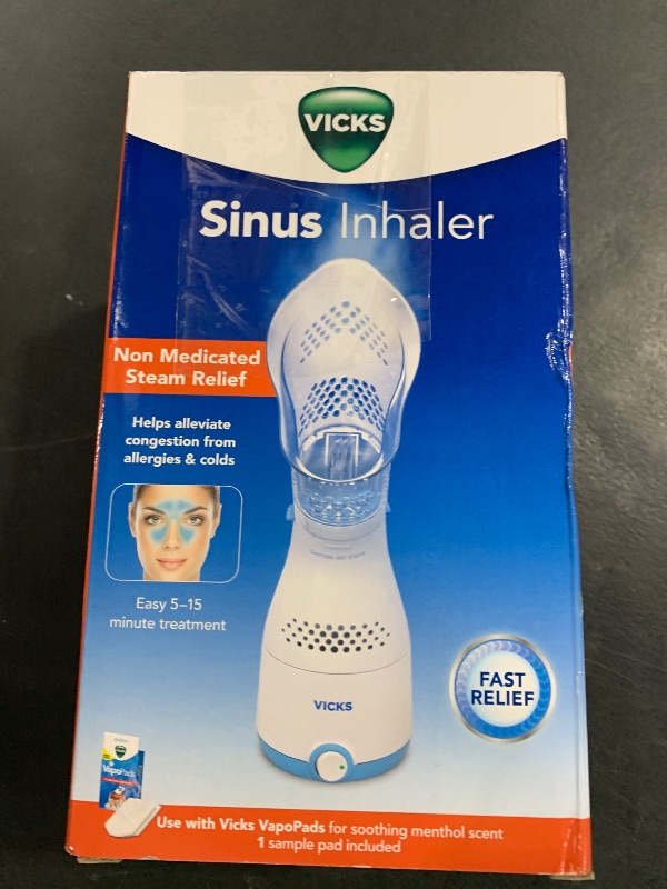 Photo 1 of Vicks Sinus Inhaler - Non-Medicated Steam Relief for Allergies, Congestion, Cough & Colds, Vocal Steamer, Soothes Nasal & Throat Passages, Works with VapoPads (1 Included), FSA & HSA Eligible