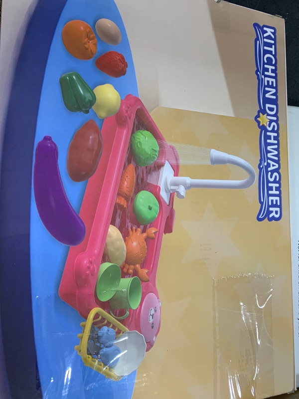 Photo 1 of SmartChef Play Sink with Running Water, Kitchen Sink Toys with Electric Faucet, Play Kitchen Accessories, Kids Role Play Dishwasher Toy for Ages 3 4 5 6 Year Old Toddlers Kids Boys Girls(Pink)