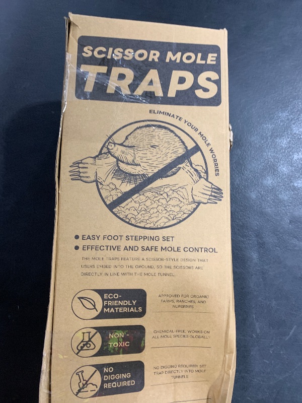 Photo 1 of Mole Traps That Kill Best, 2 Pack Scissor Mole Trap, Sleek Black Stainless Steel Finish