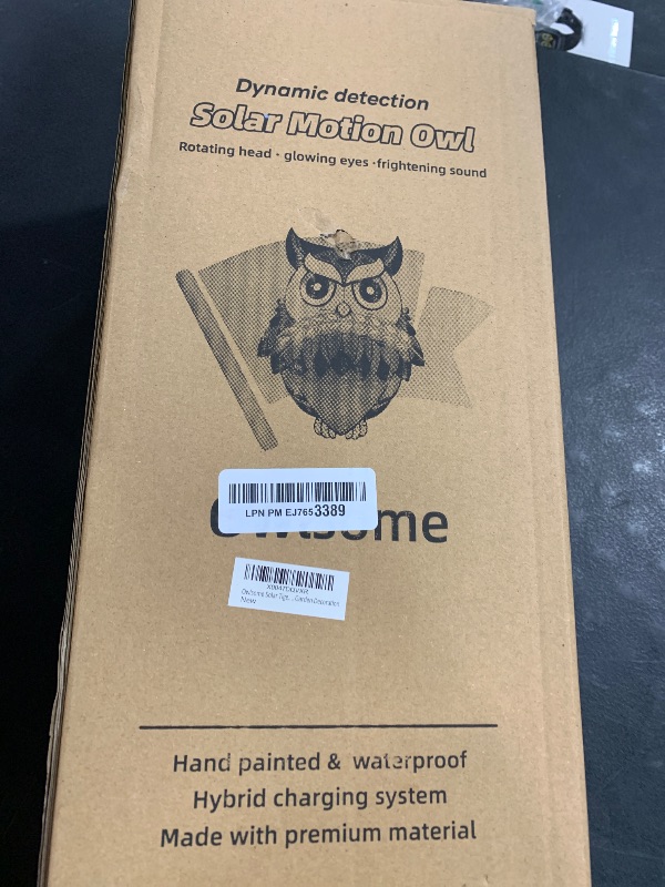 Photo 1 of Owlsome Solar Tiger Owl with Flashing Eyes, Rotating Head, Hoot Sound, Motion Detector and Silent Mode, Plastic Owl Garden Sculpture, Garden Decoration