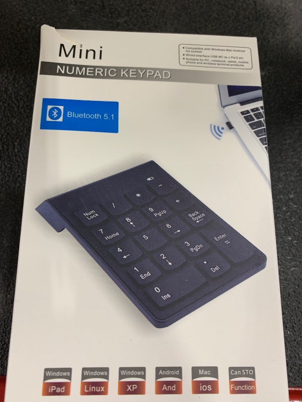 Photo 1 of Bluetooth Numeric Keypad (No USB Receiver Required) – Portable Number Pad Keyboard for Laptop, PC Computers, Desktop | Essential Laptop Accessories Numpad for ChromeBook Surface Notebook