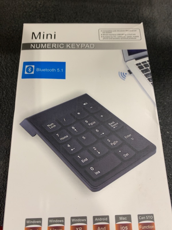 Photo 1 of Bluetooth Numeric Keypad (No USB Receiver Required) – Portable Number Pad Keyboard for Laptop, PC Computers, Desktop | Essential Laptop Accessories Numpad for ChromeBook Surface Notebook