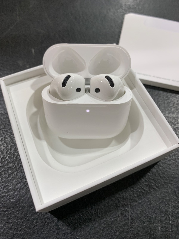 Photo 1 of Apple AirPods 4 Wireless Earbuds, Bluetooth Headphones, Personalized Spatial Audio, Sweat and Water Resistant, USB-C Charging Case, H2 Chip, Up to 30 Hours of Battery Life, Effortless Setup for iPhone