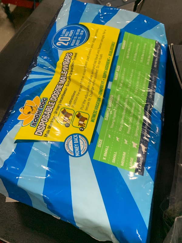 Photo 1 of Bodhi Dog Disposable Male Dog Diapers - Super Absorbent, Leak-Proof Pee Wraps - Adjustable Fit, Comfortable Design, Advanced Moisture Control, and Wetness Indicator - Extra Large (20 Count)