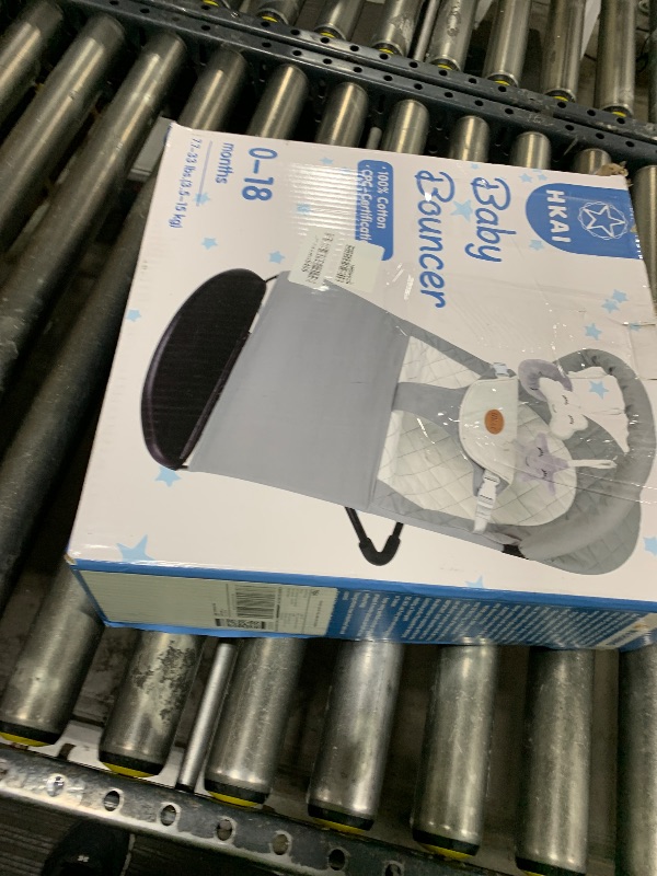 Photo 1 of HKAI Baby Bouncer, Portable Baby Bouncer Seat for Babies 0-18 Months, 100% Cotton Fabrics, 3 Modes of use with Rocker and Stationary Options, Infant Rocker Chair with Hanging Toys-Light Grey