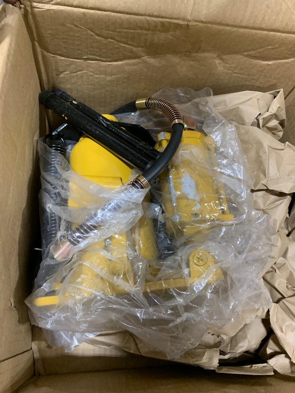 Photo 1 of YELLOW JACKET 20 Ton Pneumatic Bottle Jack – Heavy-Duty Air/Hydraulic Lift for Trucks & Autos, Manual & Air Pump Operation, Yellow