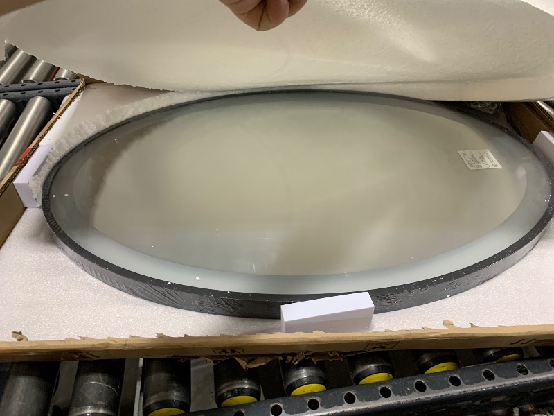 Photo 1 of THEKLA 20 x 30 inch Black Framed Oval LED Mirror for Bathroom Wall Oval Lighted Vanity Mirror with Lights Black Frame Smart Memory 3 Color Dimmable Front Lit Anti-Fog 30" Black Ovals Light up Mirrors