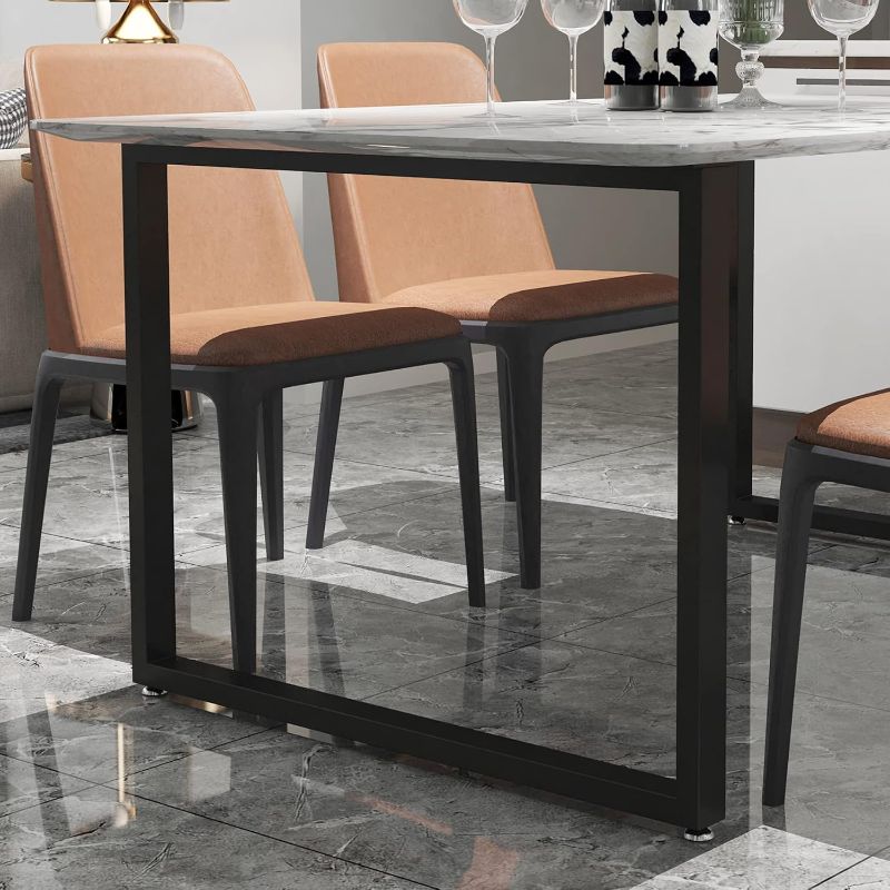Photo 1 of Metal Table Legs 28''Hight 35'' Wide Heavy Duty Furniture Legs, Modern Desk Legs Multiple Uses for Dinning Table Coffee Table (Rectangle Shape, 2pcs)-Black
