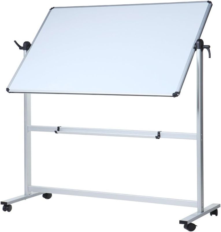 Photo 1 of VIZ-PRO Double-Sided Magnetic Mobile Whiteboard, 72 x 48 Inches, Rolling Dry Erase Board Easel Stand on Wheels with Aluminium Frame for School Office Home 6' x 4'
